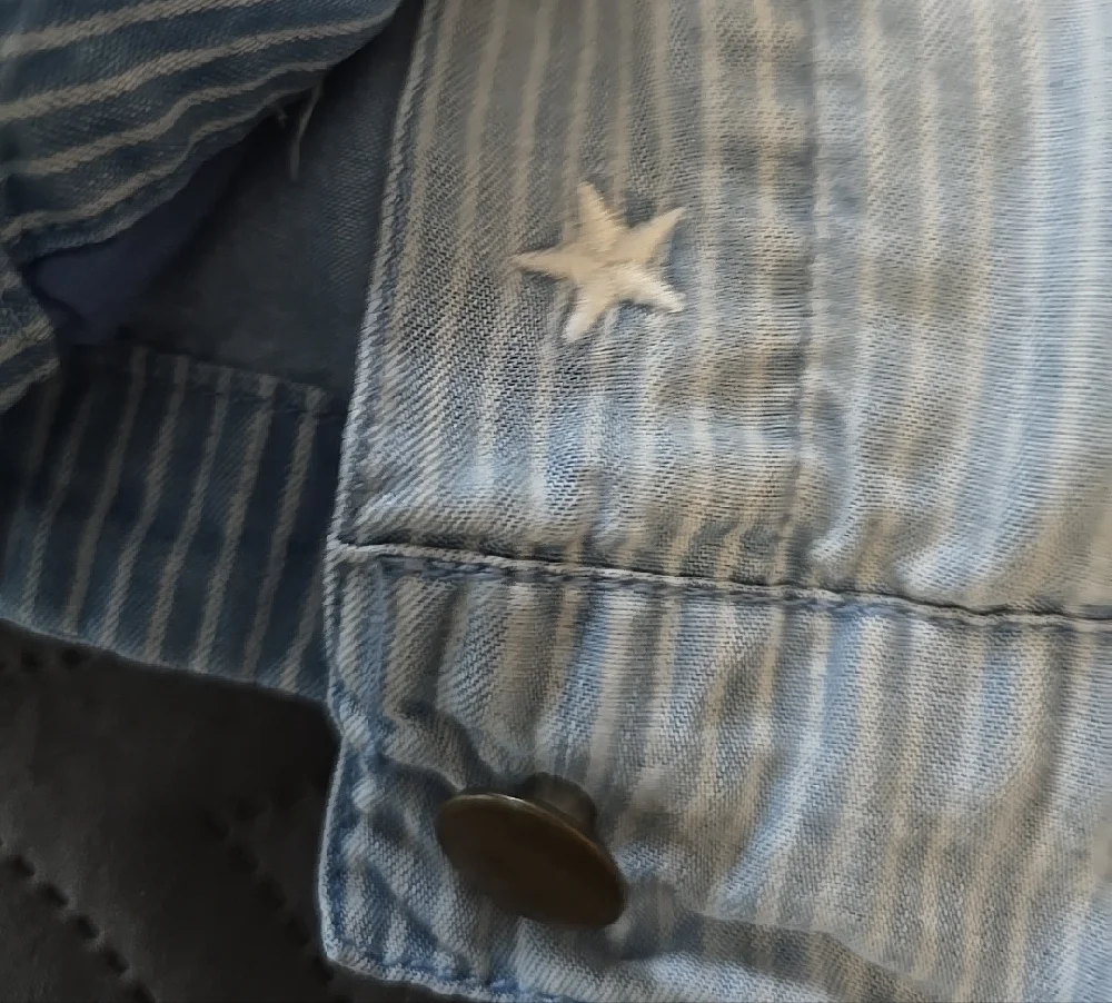 Michael Stars Blue Striped Shirt Jacket - Picture 9 of 11
